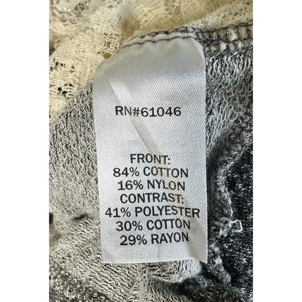 Vanity Grey Lace Knit Top Size S Long Sleeve Y2K Indie Sleaze Dark Cottagecore - Picture 10 of 11